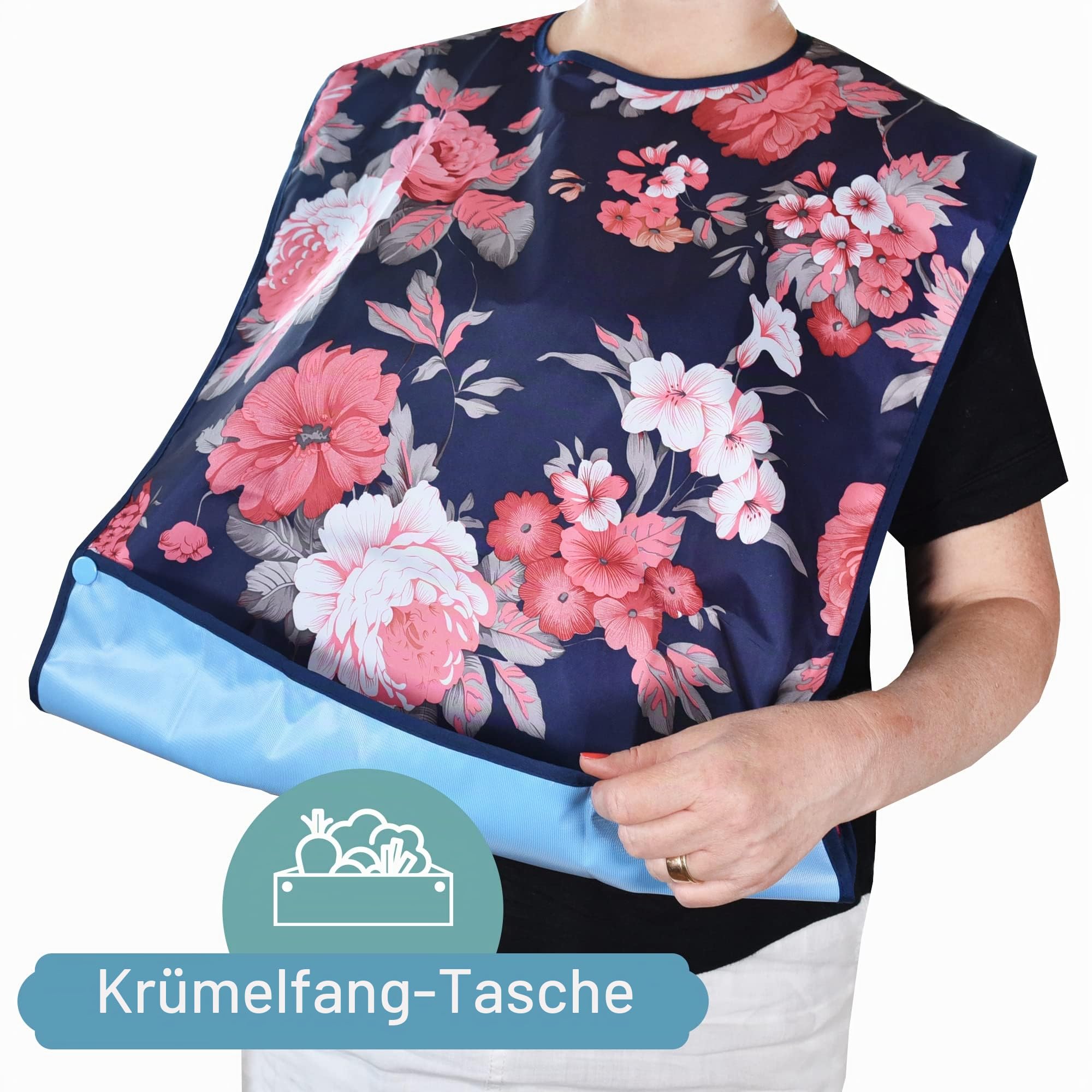 Lätzchen für Erwachsene mit Krümelfänger, wasserfest und wiederverwendbar, für ältere Menschen, Senioren und Menschen mit Behinderung, 12 Stück