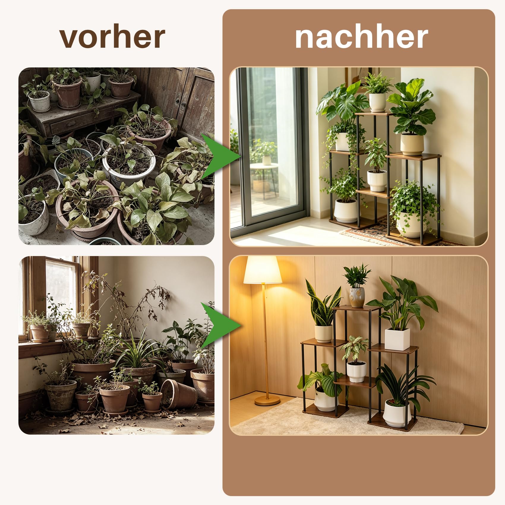 Pflanzenständer für den Innenbereich, 6-stöckiges, 71 cm hohes Pflanzenregal aus Holz für mehrere Pflanzen, großes Blumenständer-Regal im Leiterdesign für den Außenbereich, geeignet für Wohn