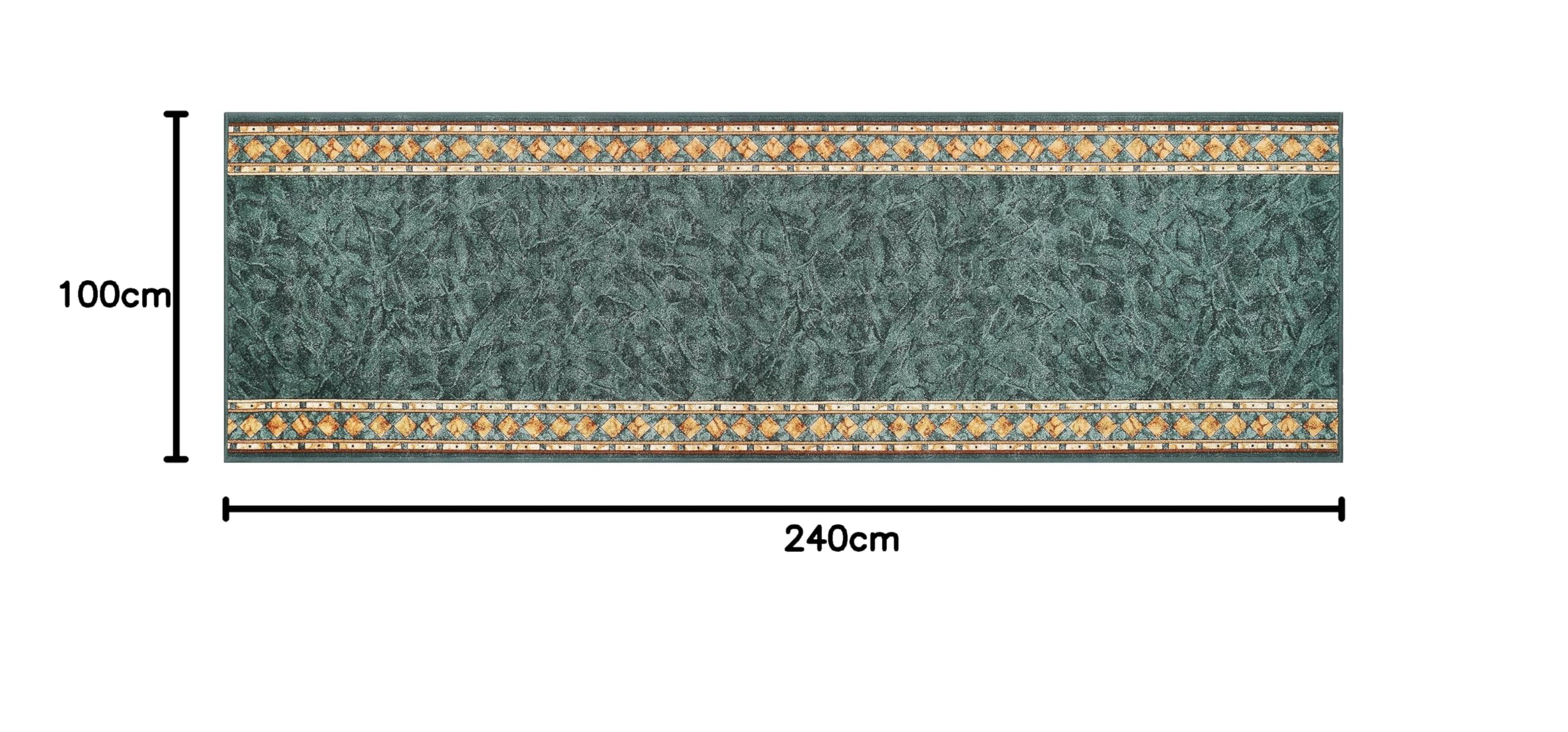 TAPISO Anti Rutsch Teppich Läufer rutschfest Brücke Meterware Grün Gelb Ornament Design Meliert Flur Küche Wohnzimmer 100 x 240 cm – Ansicht 2