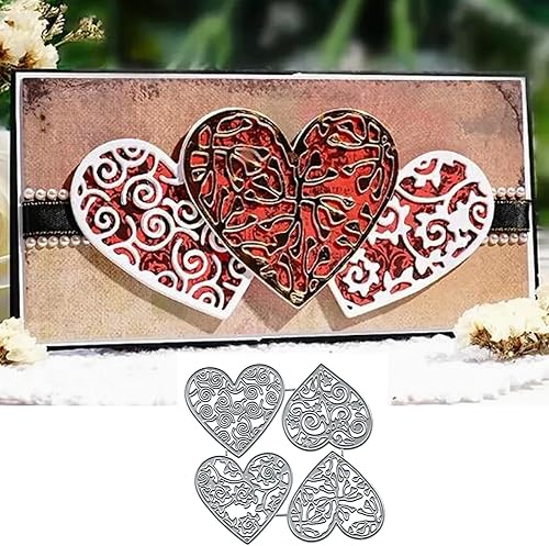 4 piezas de troqueles de metal para el día de San Valentín, diseño de flores, corazón, tarjetas de San Valentín, plantillas cortadas, manualidades,