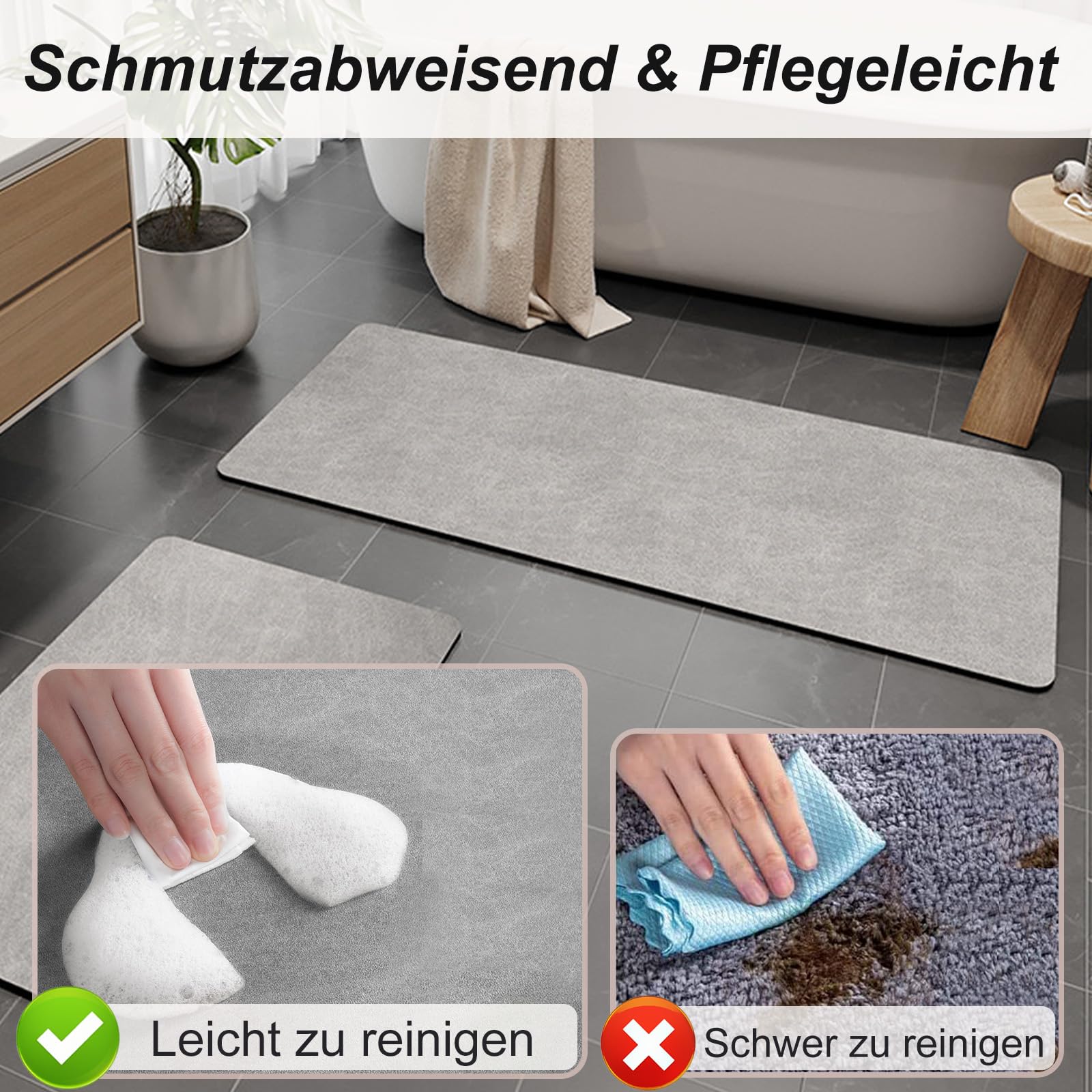 Diatomeeënaarde badmat superabsorberend antislip snel drogend zacht