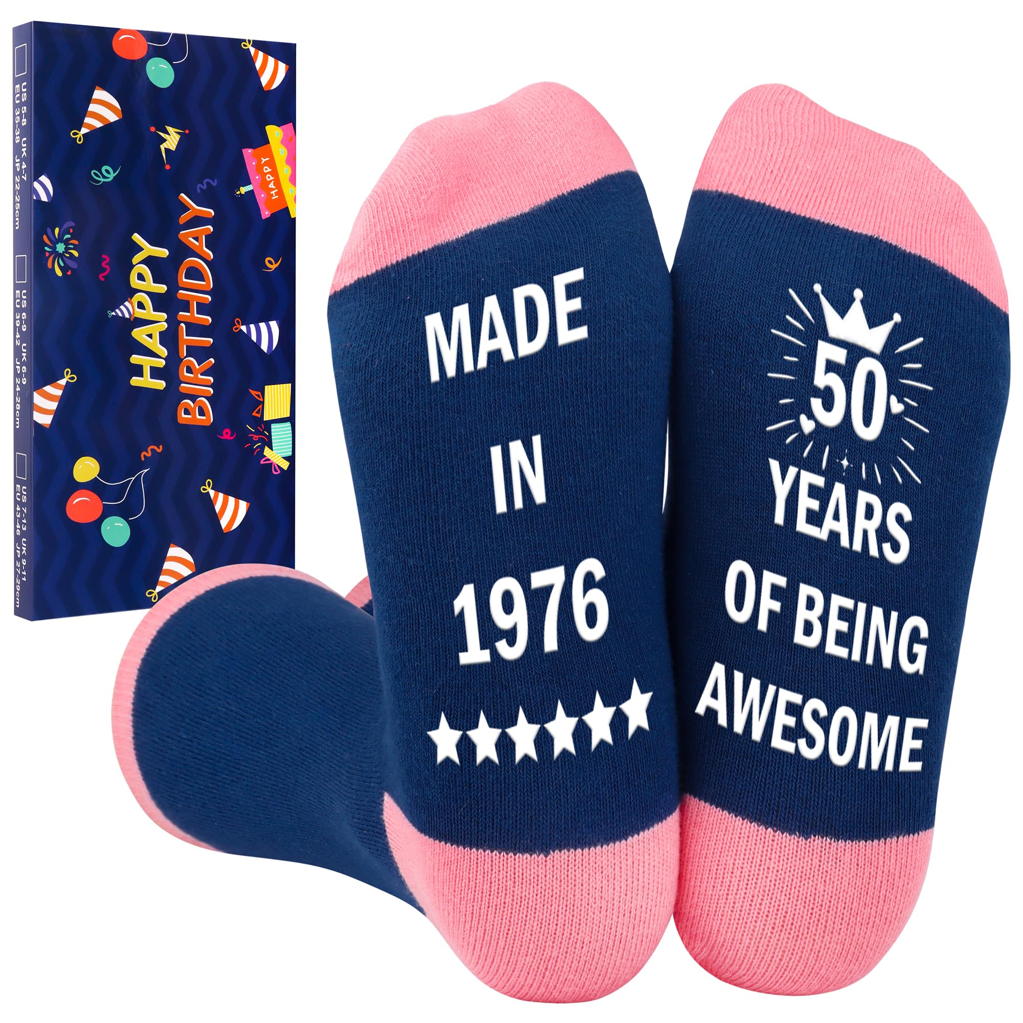 Belloxis 30th 40th 50th 60th 70th Birthday Gifts for Women Birthday Decorations 50th Birthday Gift Ideas Grip Cosy Socks Cotton Socks