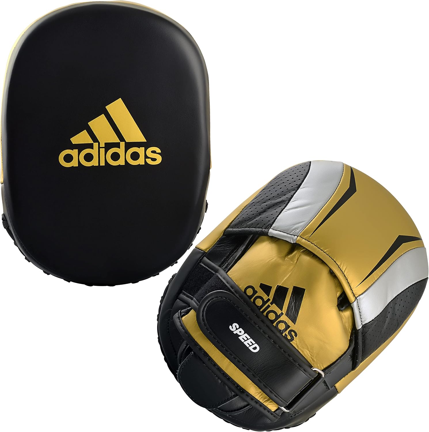 adidas Speed Micro Air Focus Mitts - for Boxing, Kickboxing, Coaching, and Training - for Men, Women, Unisex - Black/Red/Gold/Red/White - Standard Size