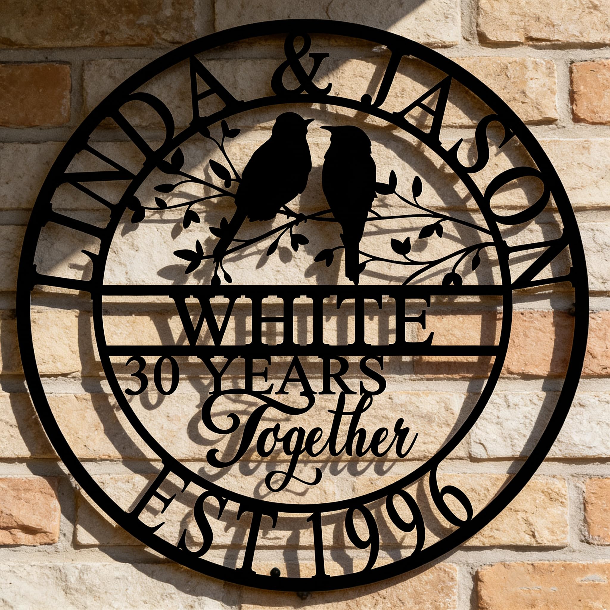 Personalised Anniversary Metal Sign, Custom Couple Name Plaque, 50th/60th/40th/30th/25th/10th/1th Wedding Gifts for Couples Parent Husband Wife, Indoor & Outdoor Home Decor