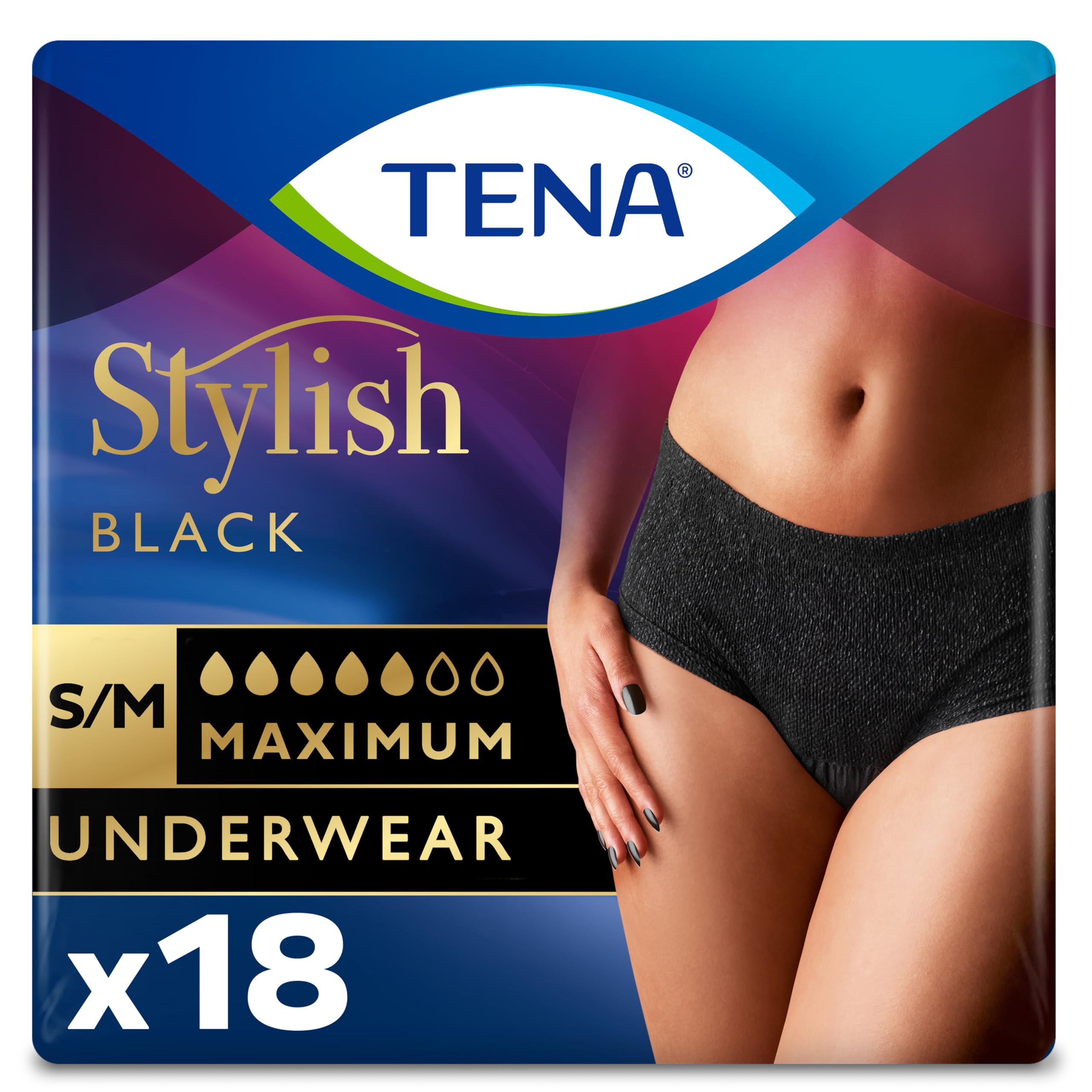 Photo 1 of Stylish Maximum Black Incontinence Underwear by TENA