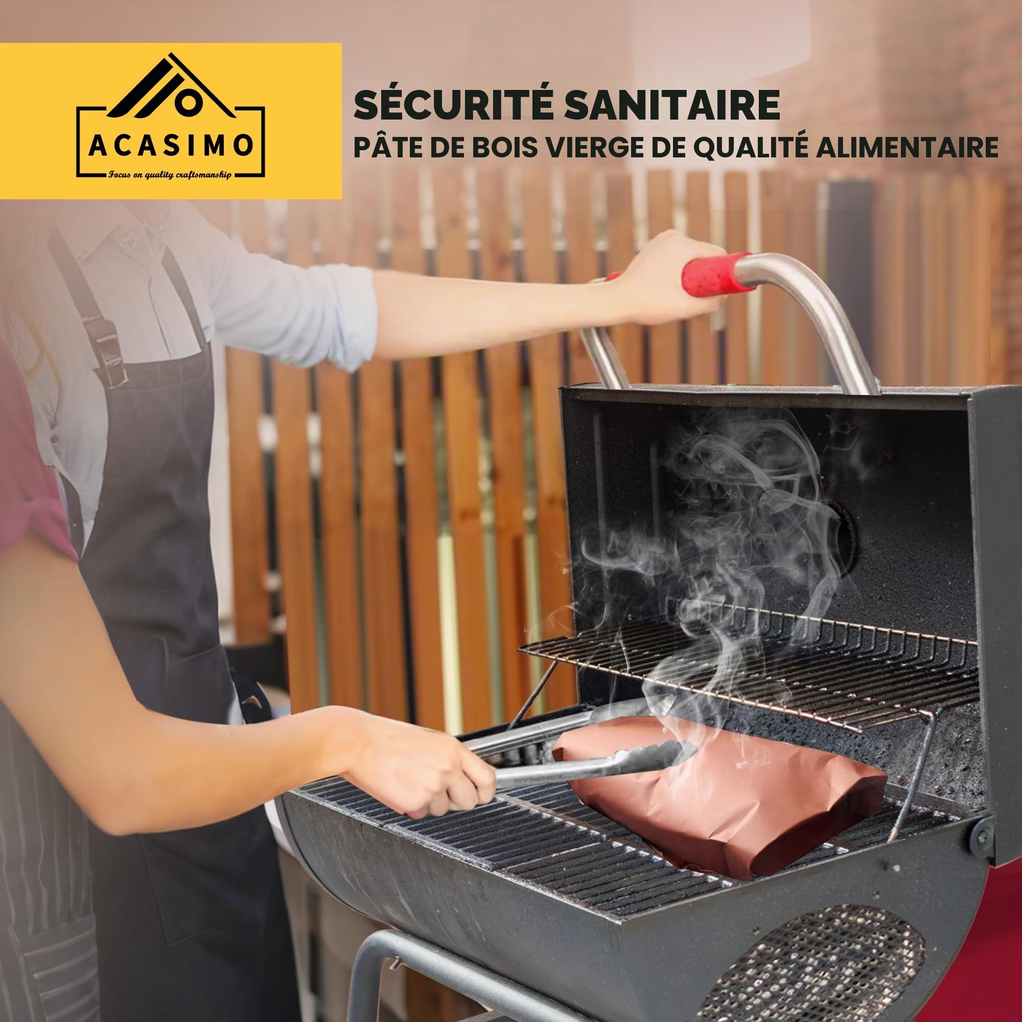 Rouleau de papier boucher rose pour barbecue - 45 cm x 10 m - Rouleau de papier kraft - Pour fumoir - Pour barbecue - Fumoir - Poisson - Viande