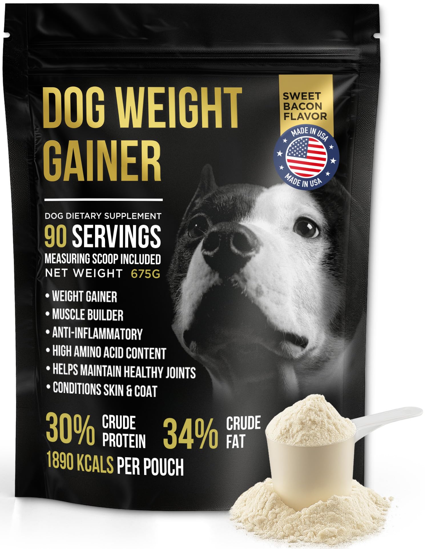 Dog Weight Gainer 90 Servings - Weight Gain Supplements for Dogs - Canine and Dog Muscle Builder - Made in The USA