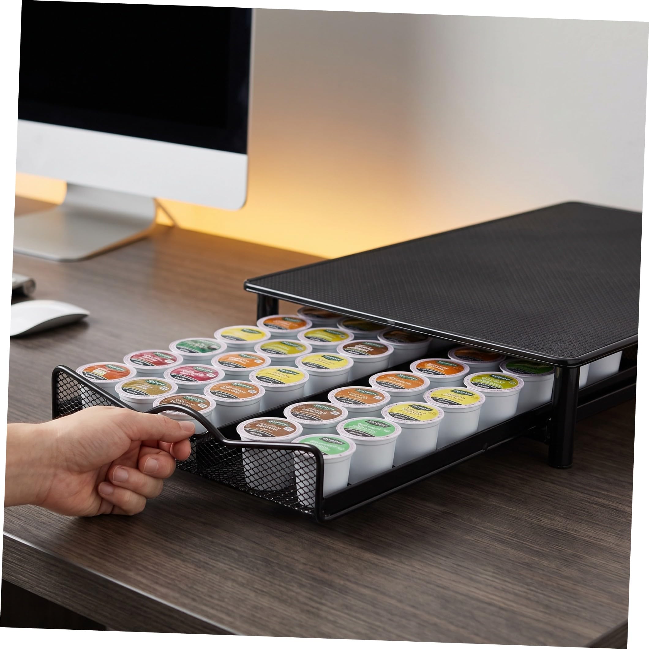 Caja de Almacenamiento Capacidad para 40 Cápsulas de Hierro Negro Diseño Anti Óxido y Fácil de Transportar para Cápsulas de Café para Cocina o Escritorio