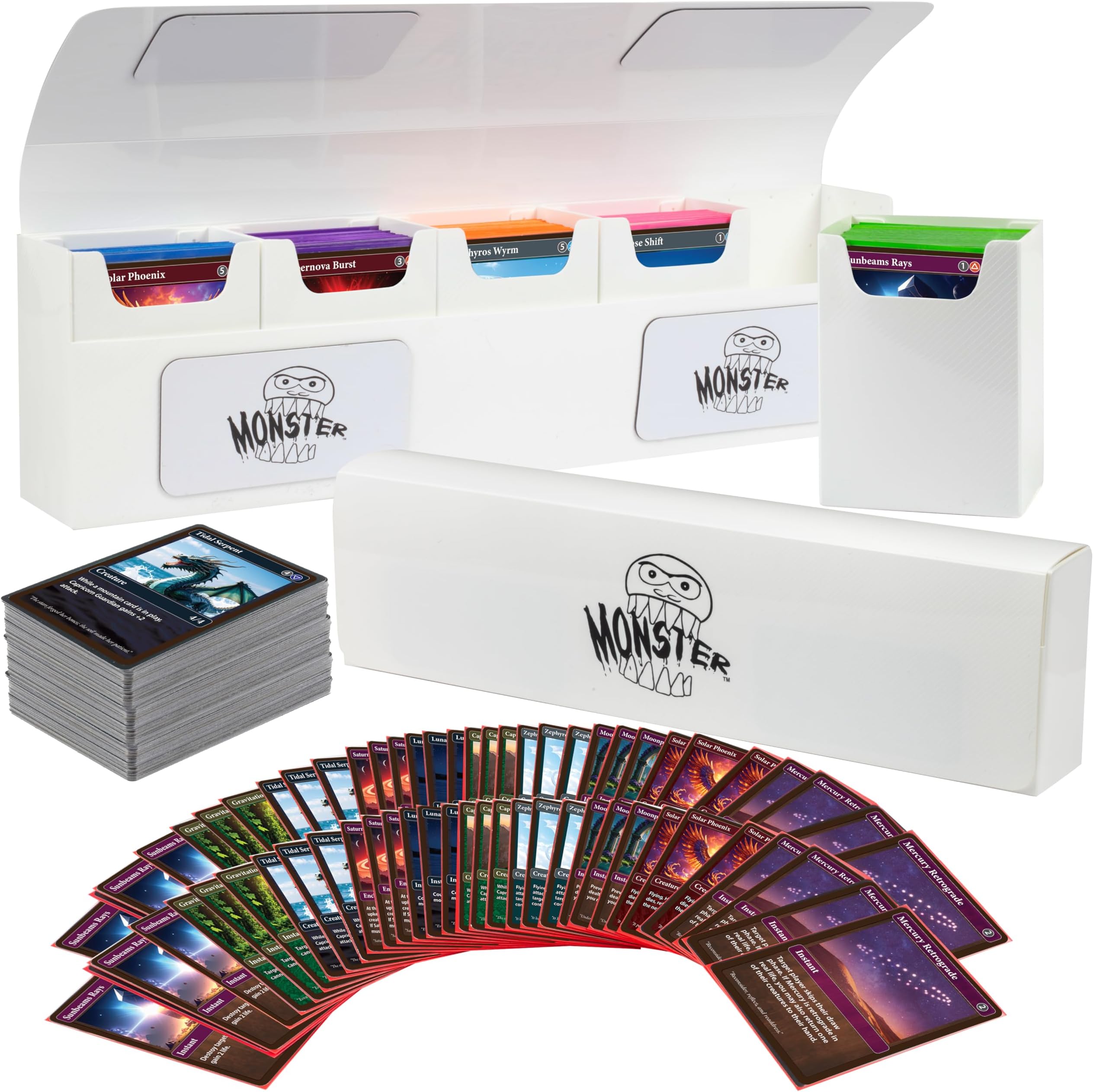 MONSTER PROTECTORS The Hydra 5 Compartment Riveted Deck Box w Magnetic Closure- Trading Card Case Holds Five Decks- Fits MTG Magic The Gathering, Yugioh, Pokemon
