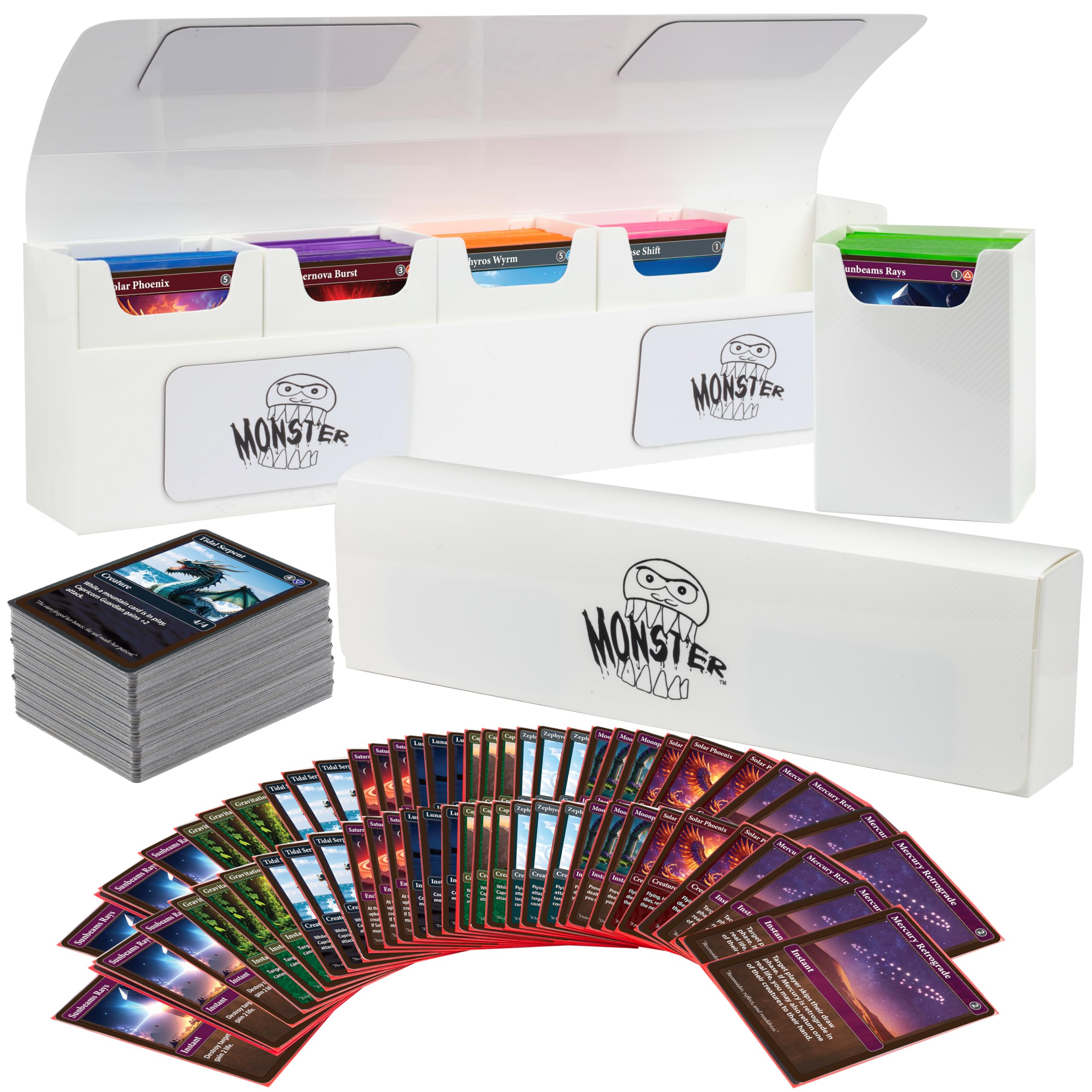 The Original Hydra Magnetic XL Deck Box- Carry All Your Decks At Once- Removable Deckbox Compartments, Self-Locking Closure - Hold 375+ Trading Cards- Compatible w Standard & Smaller Size Gaming TCGs