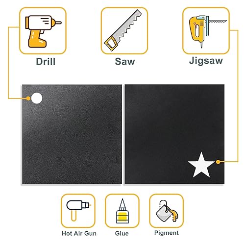 Miniatura 7 de Kinlink Hoja de plástico ABS negro de 12 x 24 x 0.06 pulgadas, flexible moldeable, resistencia al impacto y alta resistencia de 116 pulgadas de