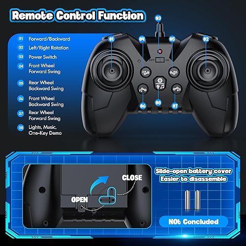 Miniatura 8 de Juguetes robot, auto de control remoto de 8 ruedas con demostración automática, rotación de 360, ojos LED, música, 2.4 GHz, autos RC todo terreno,