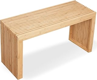Bamboo Natural 36 inch Wooden Bench, Small Wood Benches for Entryway, Living & Dining Room, Kitchen, Bedroom, Bathroom, Ha...