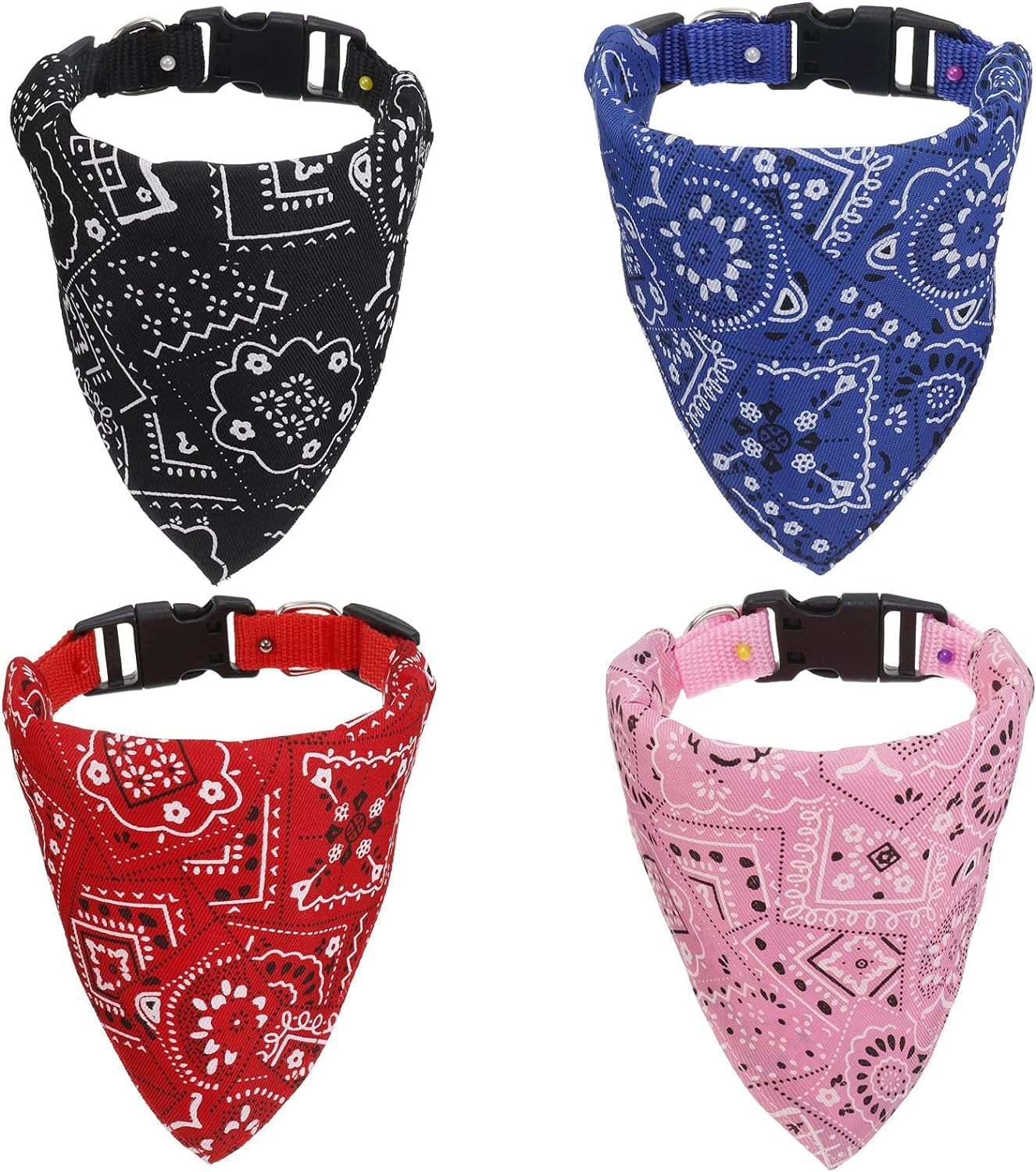 LATRAT 4 pañuelos para la cabeza para perros, pañuelos para perros con collar, pañuelo triangular, pañuelo para la cabeza, pañuelo ajustable para perros pequeños y medianos (S)