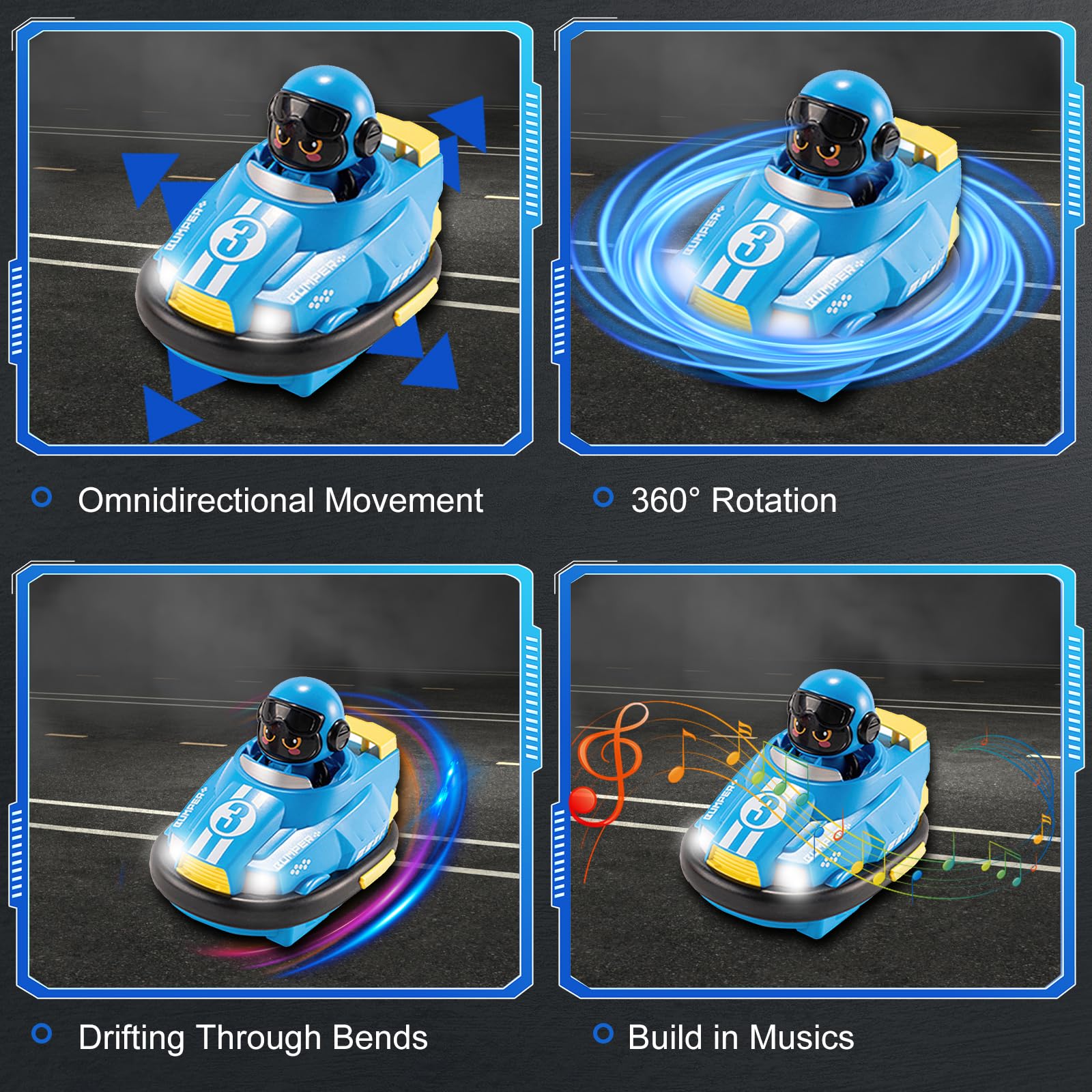 OBEST 2 Auto Telecomandate Da Battaglia Per Bambini - RC Bumper Car Con Babbo Natale, Luci E Suoni, 360°