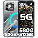 DOOGEE Blade GT Pro 5G Rugged Phone with LED Light Effect,32GB+512GB/2TB Rugged Smartphone,6.72” FHD+120Hz, 5800 mAh Android Phone,100MP+32MP AI Camera/Face& Finger ID/NFC,Sliver
