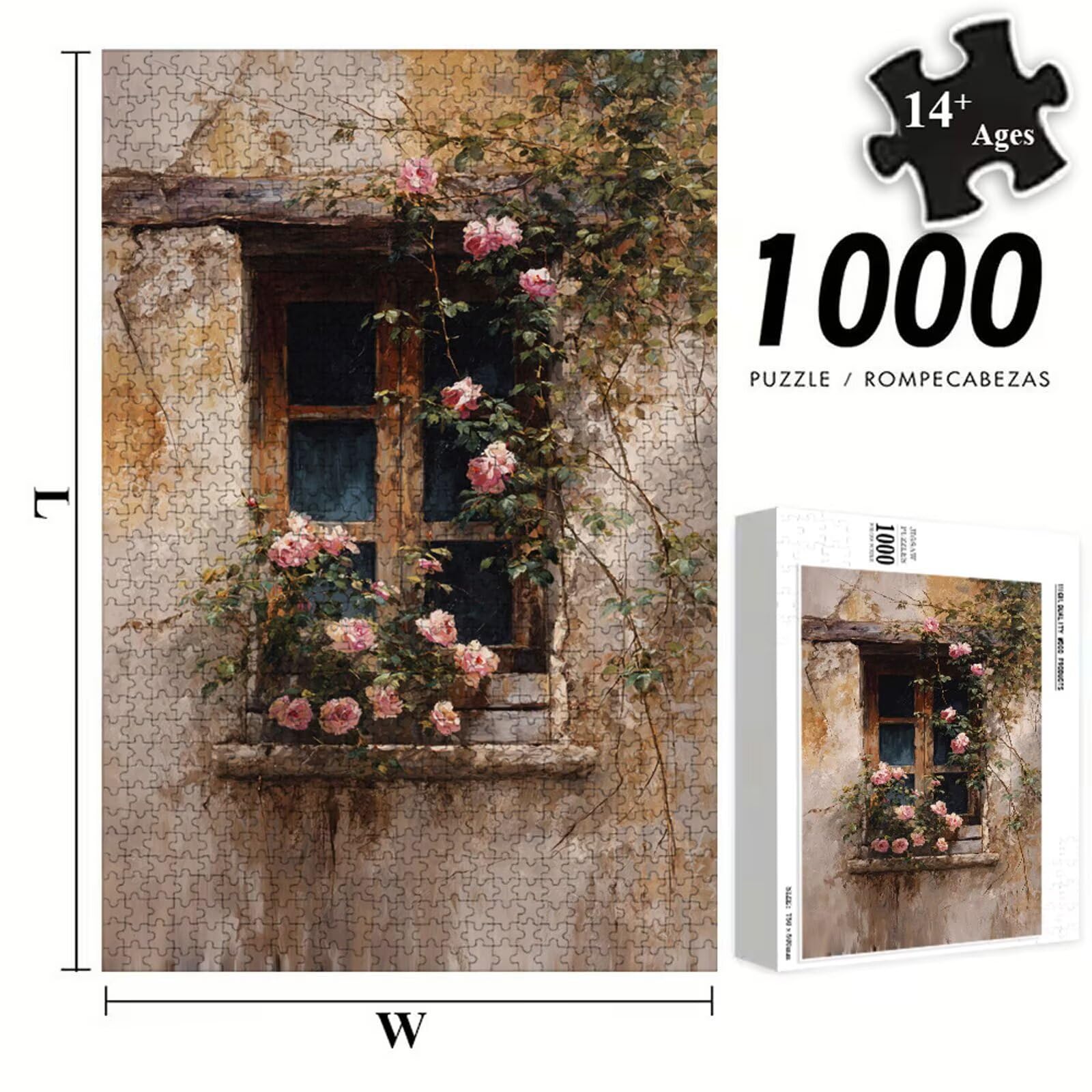 Puzzle 1500 Pezzi - Flower & Davanzale - Puzzle in Legno Durevole con Lettere sul Retro - 87 x 57 cm - Hobby Creativo Senza Polvere - Articolo per Collezionisti e 14 Anni in Su P3#1077