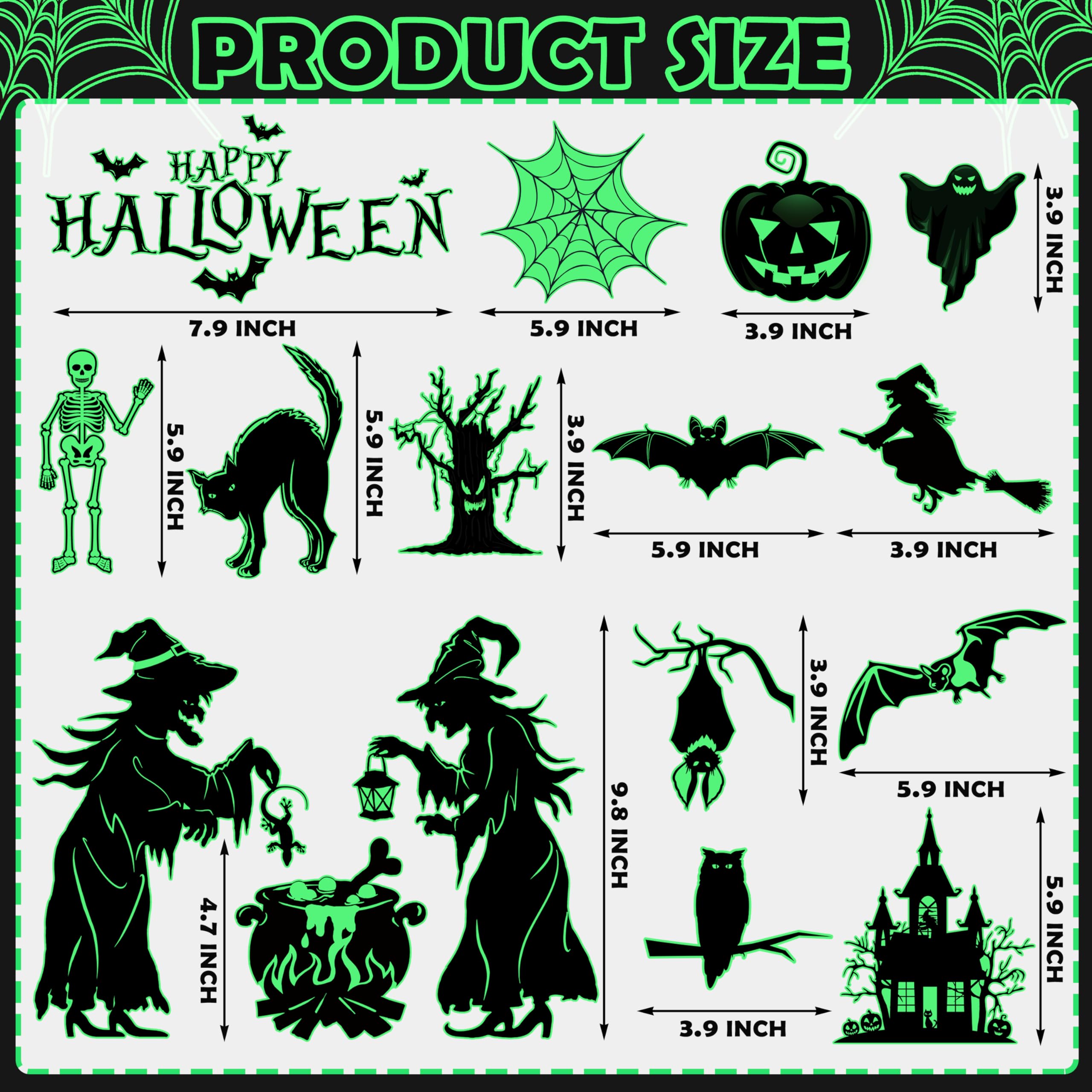 Halloween Car Magnet Decorations 16 Pcs, Luminous Magnetic Car Decals, Garage Door Stickers Decors, Glow in The Dark Holiday Magnet for Fridge (01)
