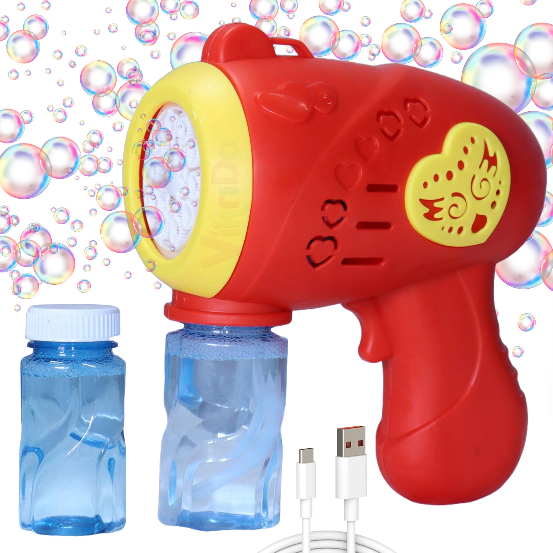 VikriDA Automatic Bubble Gun with Leak-Proof Design with 1 Bubble Solution - Outdoor and Party Toys for Kids Boys Girls - Orange-image-33