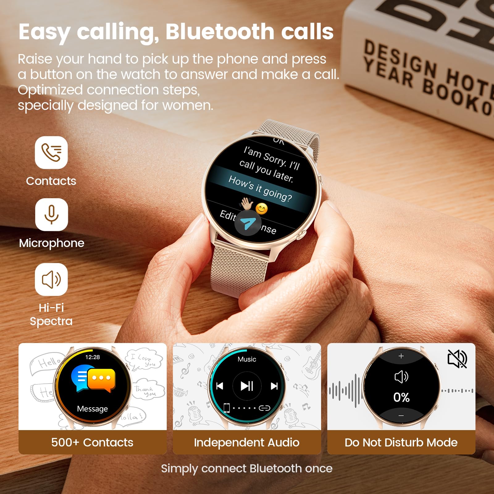 SLOKSFil 2024 Smartwatch Donna, Fitness Tracker con Contapassi, Sonno, Cardiofrequenzimetro, 1.39'' Orologio Smartwatch con Funzione Telefono, IP68 Smart watch Donna per Android & iOS