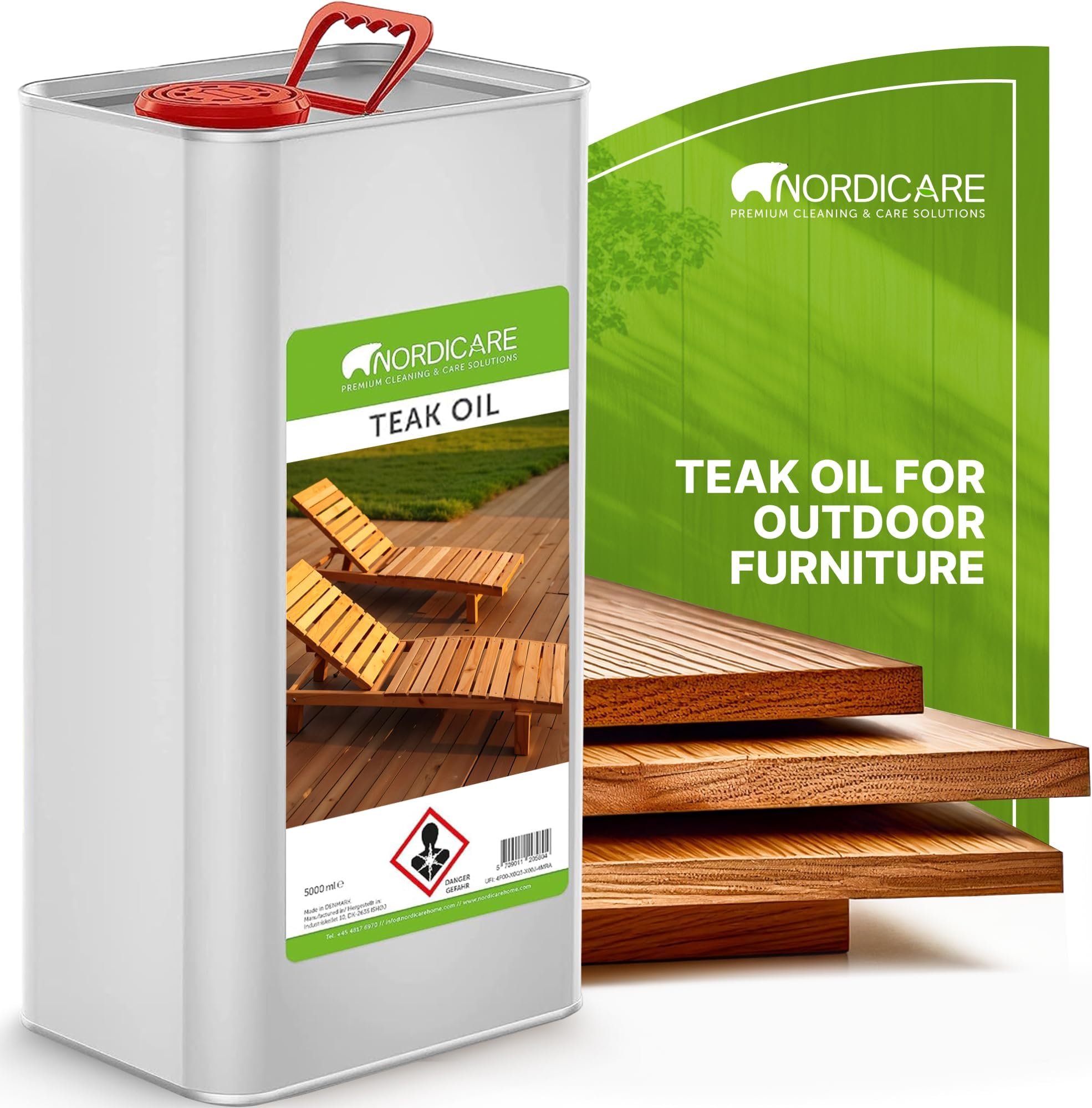 Nordicare Teak Oil for Outdoor Furniture, 170 Oz – Outdoor Wood Oil & Sealer for Teak, Acacia, Oak & More, Helps Restore Weathered Wood and Protect Against Drying, Easy to Apply