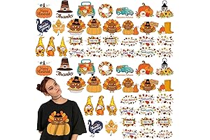 60 Pk Thanksgiving Iron on Heat Transfer Stickers | Fall Turkey Pumpkin...