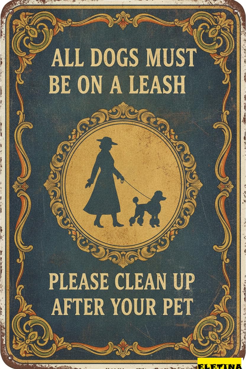 All Dogs Must Be On Leash Aluminum Caution Safety Metal Sign Fence Yard Floor Garden Road Street Decor 8x12in