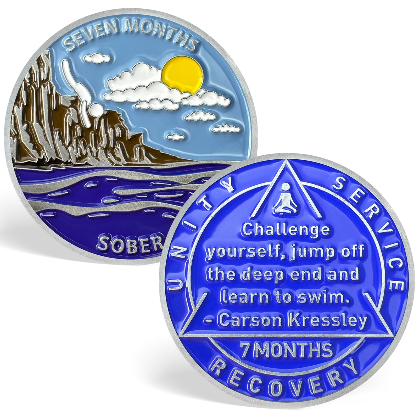 7 Month Sobriety Coin, Challenge Yourself AA Medallions Sobriety Chips - Inspirational AA Tokens Recovery Coin Sober Chips for Alcoholics Anonymous Recovery Sober Gifts