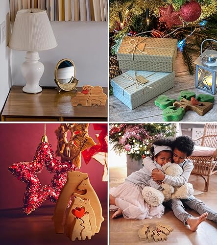 Miniatura 8 de Personalized Wooden Rabbit Family Puzzle with 2-8 Name Custom Animal Family Figurines for Mom Dad House Warming Family Gifts