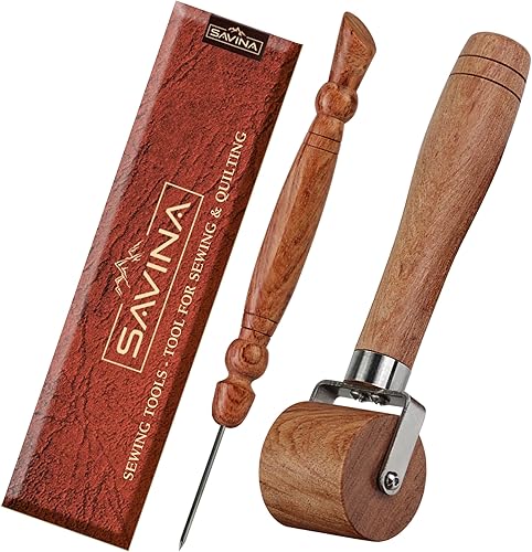 Savina Rodillo de costura y estilete para coseracolchar  Rodillo de prensado de madera, mango fácil de agarrar  Juego de herramientas de acolchado
