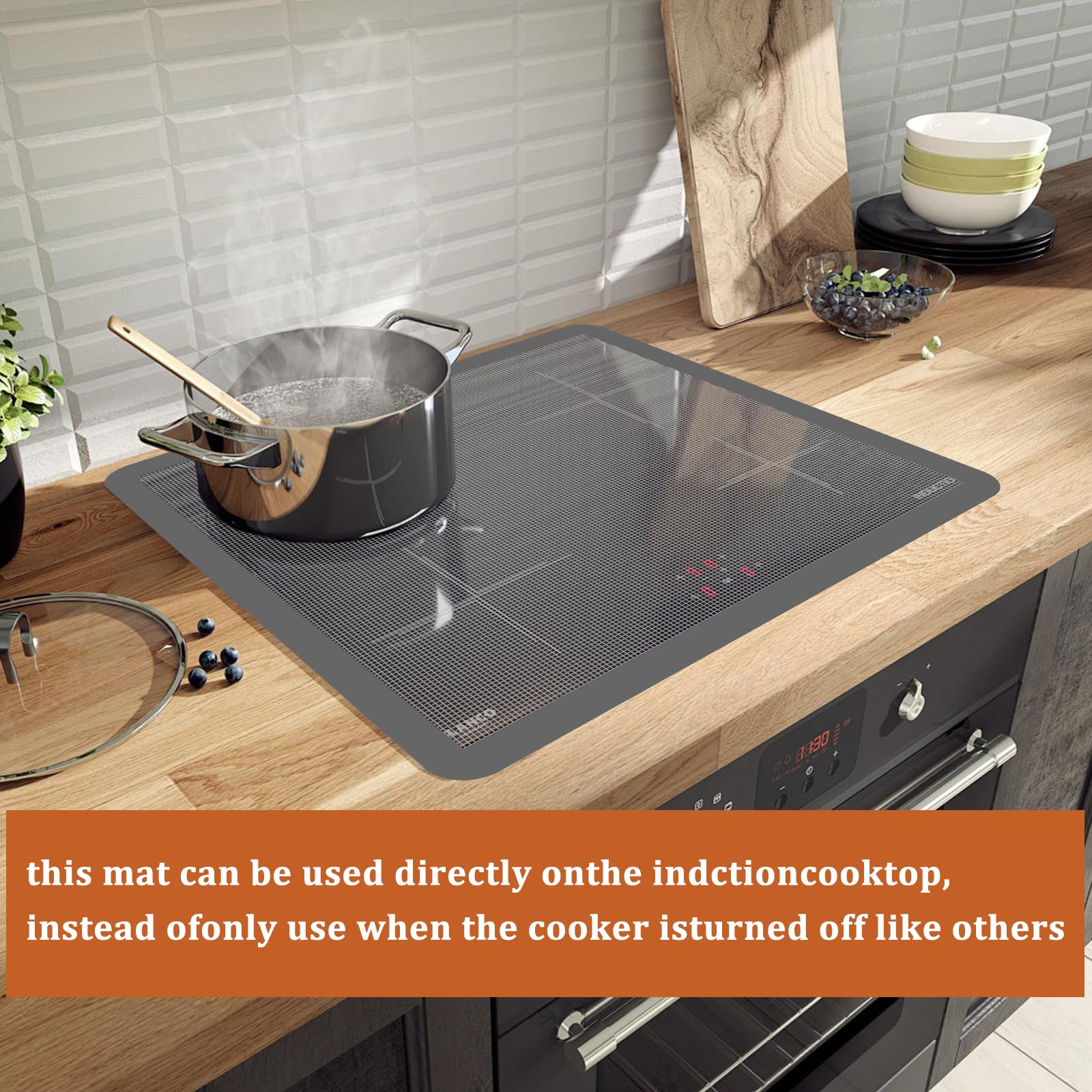 Silikon Induktionskochfeld Schutzmatte 60 x 52cm Weiß Induktion Schutzmatte Induktion Herdschutz Matte Induktionsschutzmatte Antirutsch Wärmeisolierte Pad für Induktionsherd(Magnetisch)