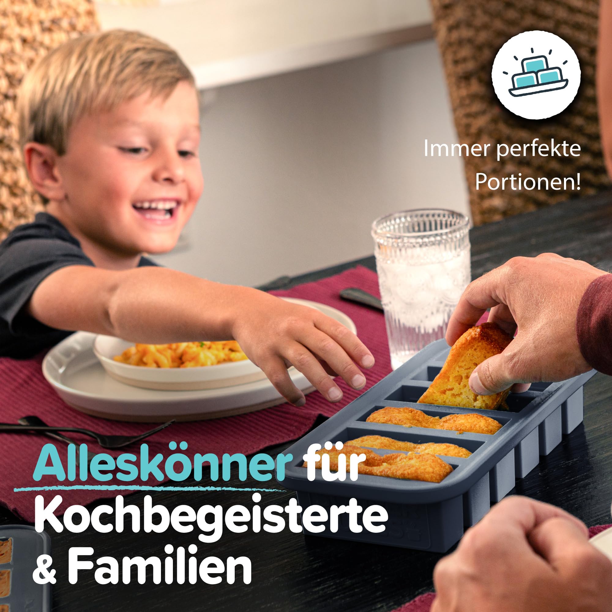 Souper Cubes Silikon-Gefrierformen Geschenkset, Anthrazit, 4er-Pack | 30 ml, 125 ml, 250 ml und 500 ml – ideal, um Silikonkonform einfrieren von Eintöpfen, Getreide, Proteinen, Kräutern und mehr.
