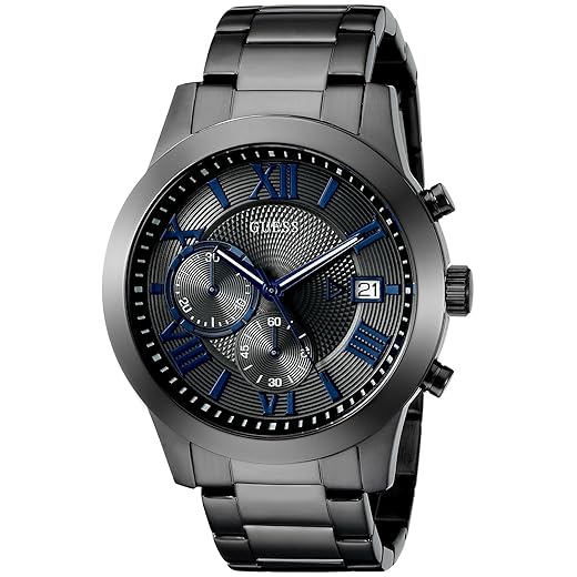 GUESS Men's Stainless Steel Gunmetal Chronograph Bracelet Watch