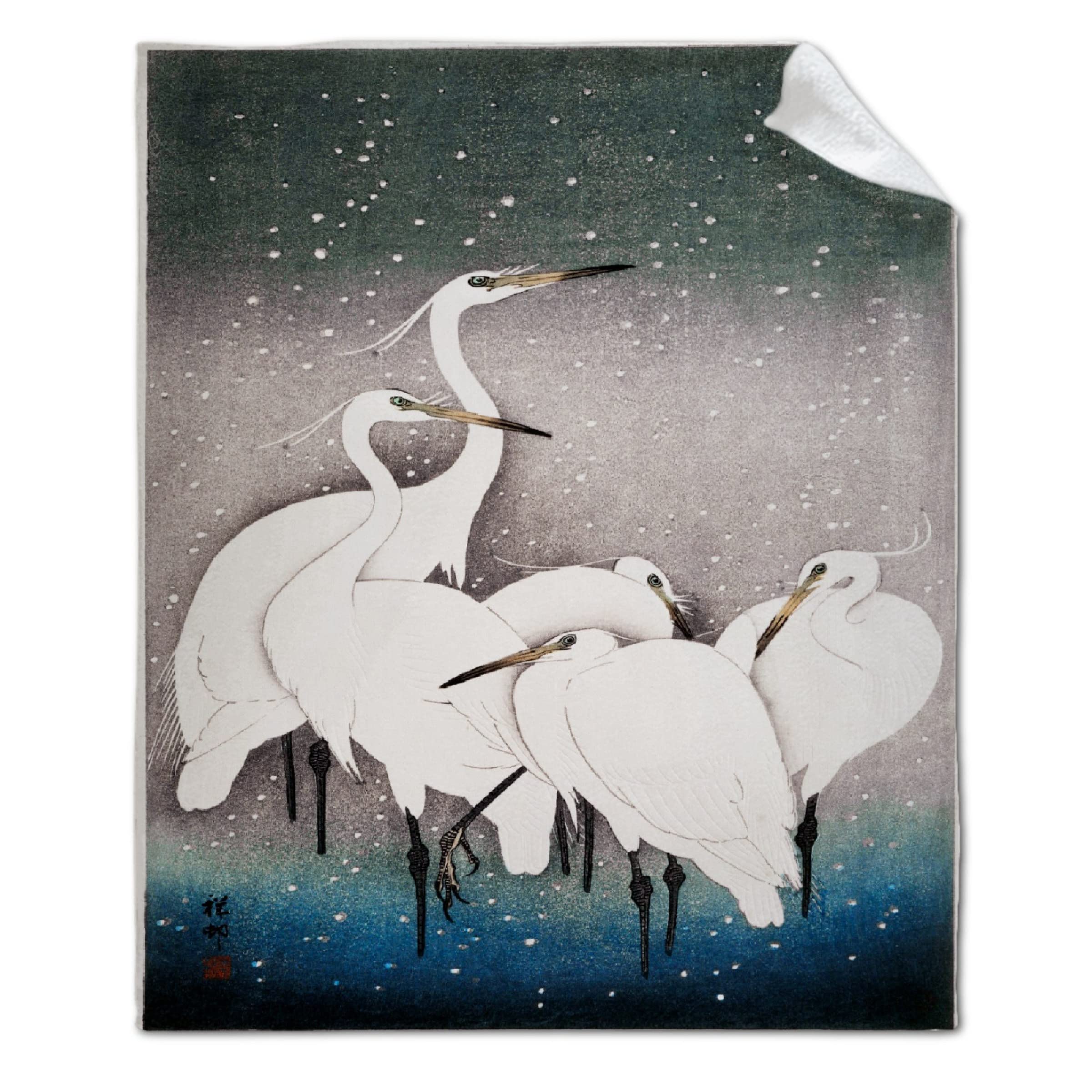 ARTBLANKET Group of Egrets Throw Blanket Fannel Fleece Super Soft Funny Blanket Travel Throw Blanket for Bed Couch Sofa 60x50 in for Teen Car