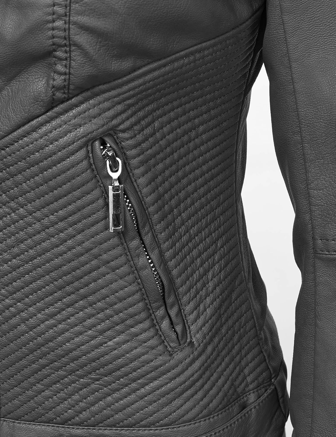  Women's Faux Leather Moto Biker Jacket Coat with Removable or Non-Removable Hood thumbnail