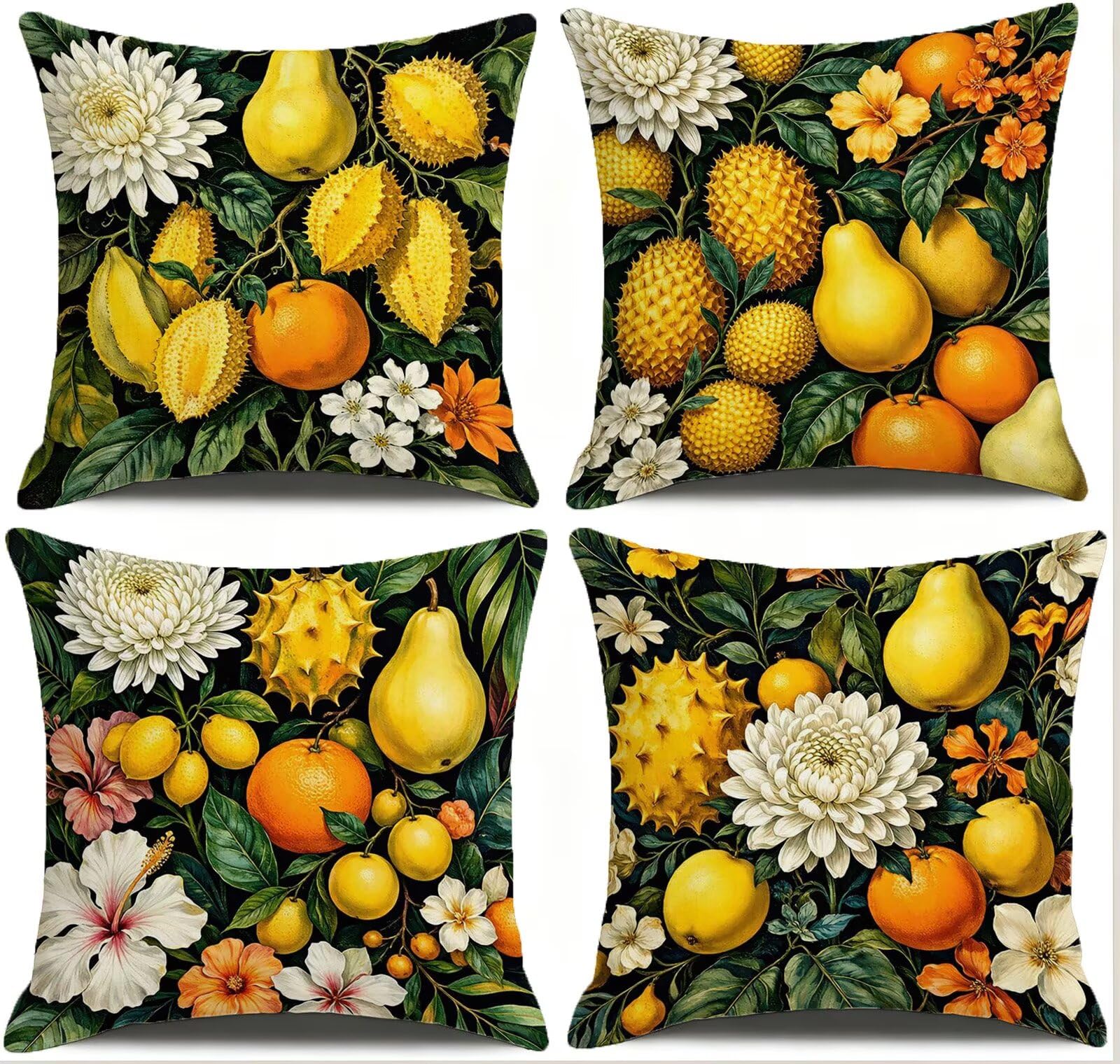 Cojines Exterior Amarillo Funda Almohada 45x45cm Juego de 4, Cod-482