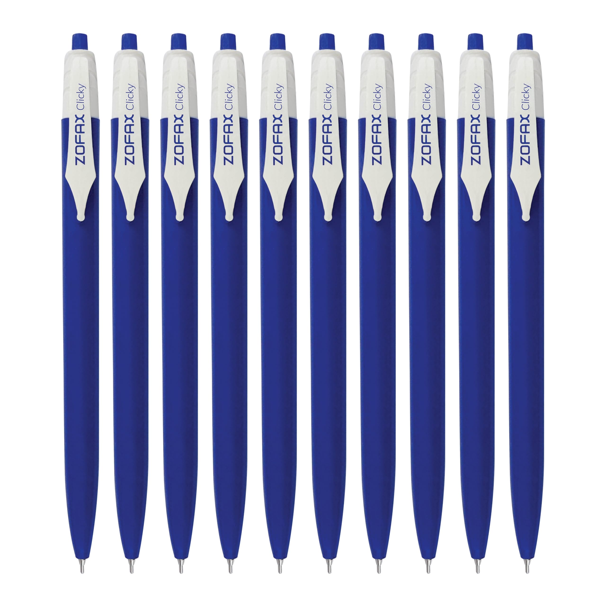 ZOFAX ZClic Retractable Ballpoint Pens, BLUE, Fine Point (0.7mm), Pack of 50, Smooth Ball Pens