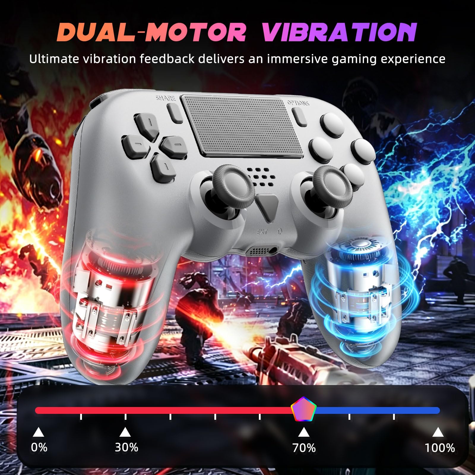 Vefacxy Manette sans fil pour PS5 avec RVB, boutons arrière programmables, macro et turbo – Manette Bluetooth avec microphone, capteur à 6 axes, prise audio 3,5 mm, compatible avec PS5 Pro/Slim/PC