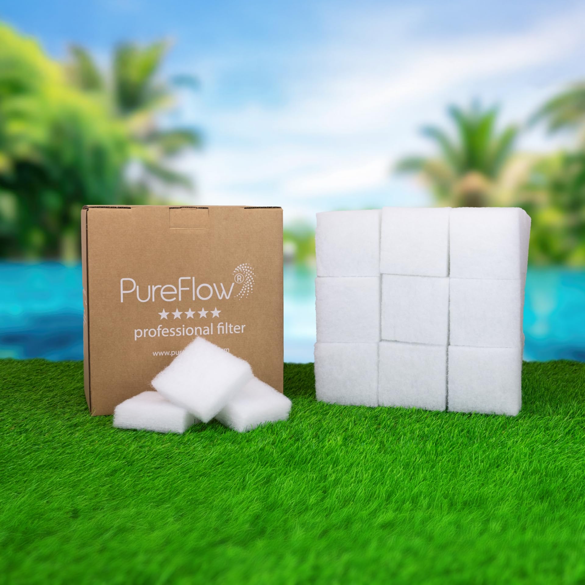 PureFlow Pool 3D Filter – Volumenfilter als Alternative zu Filtersand, Filterglas und Filterballs – 320g ersetzen bis zu 30kg – für alle Sandfilteranlagen, patentiert, wiederverwendbar