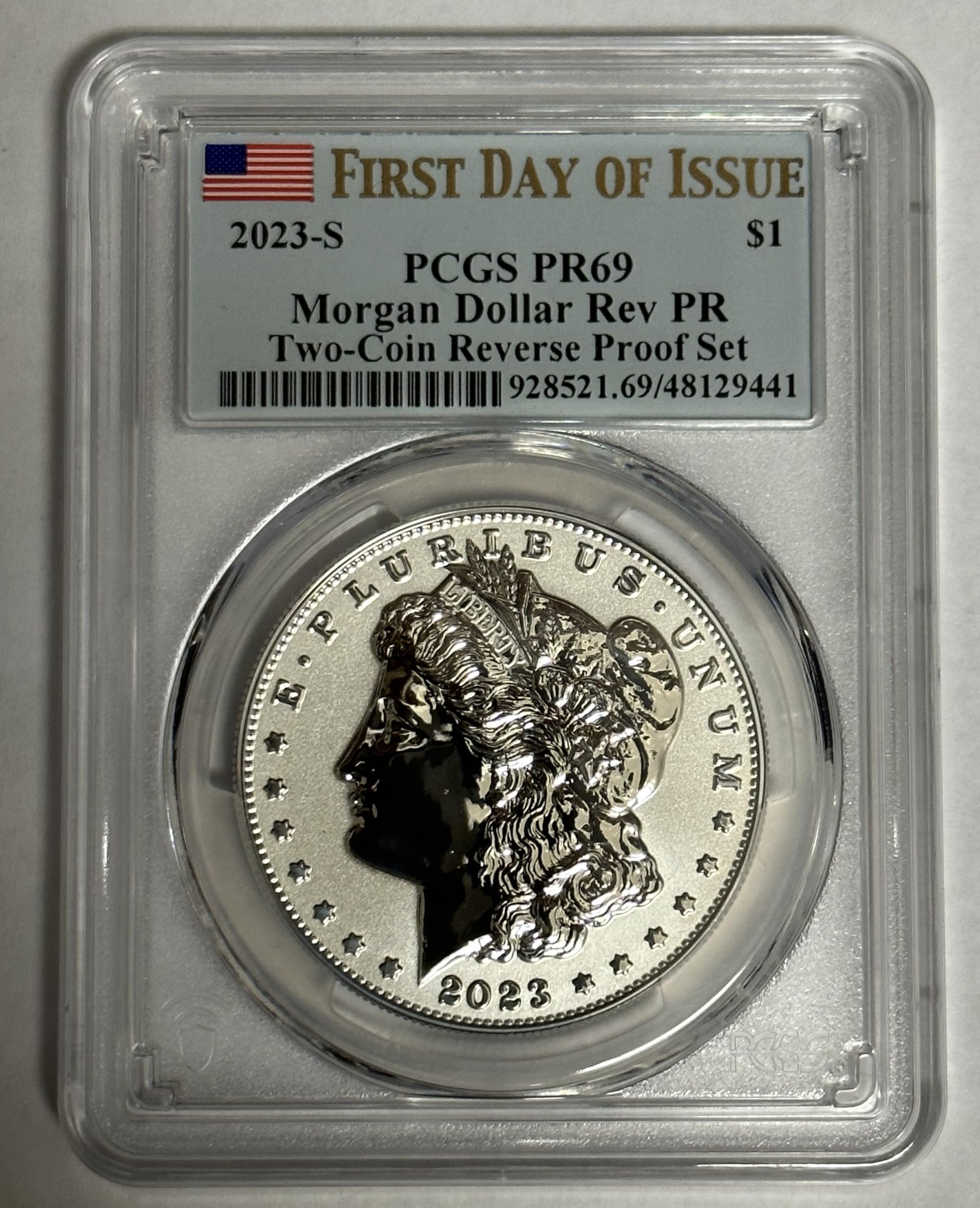 2023 S 2023 S Morgan Silver Dollar in Reverse Proof PCGS PR-69