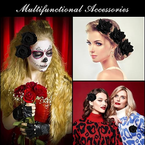 Miniatura 4 de Yilloog Paquete de 12 pinzas para el cabello rosa de 2.8 pulgadas, broches florales, pinzas para el cabello mexicanas, horquillas, suministros de