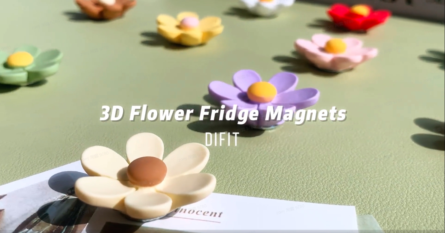 Imanes decorativos flores 3D set 10 unidades miniatura 7