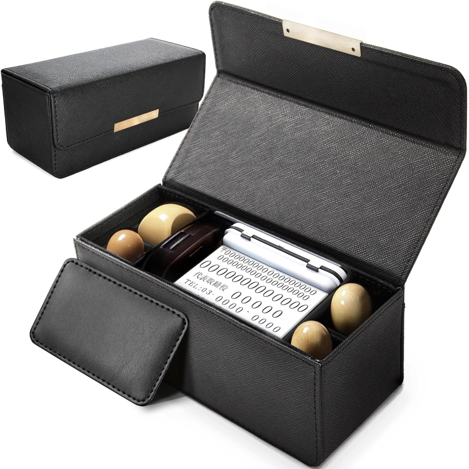 Cross-Pattern Stamp Case in Black PU Leather