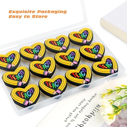 Miniatura 3 de Sunrony 12 cuentas focales de silicona para hacer llaveros, profesor de personajes, cuentas de silicona focales para bolígrafos, pulseras, collares,