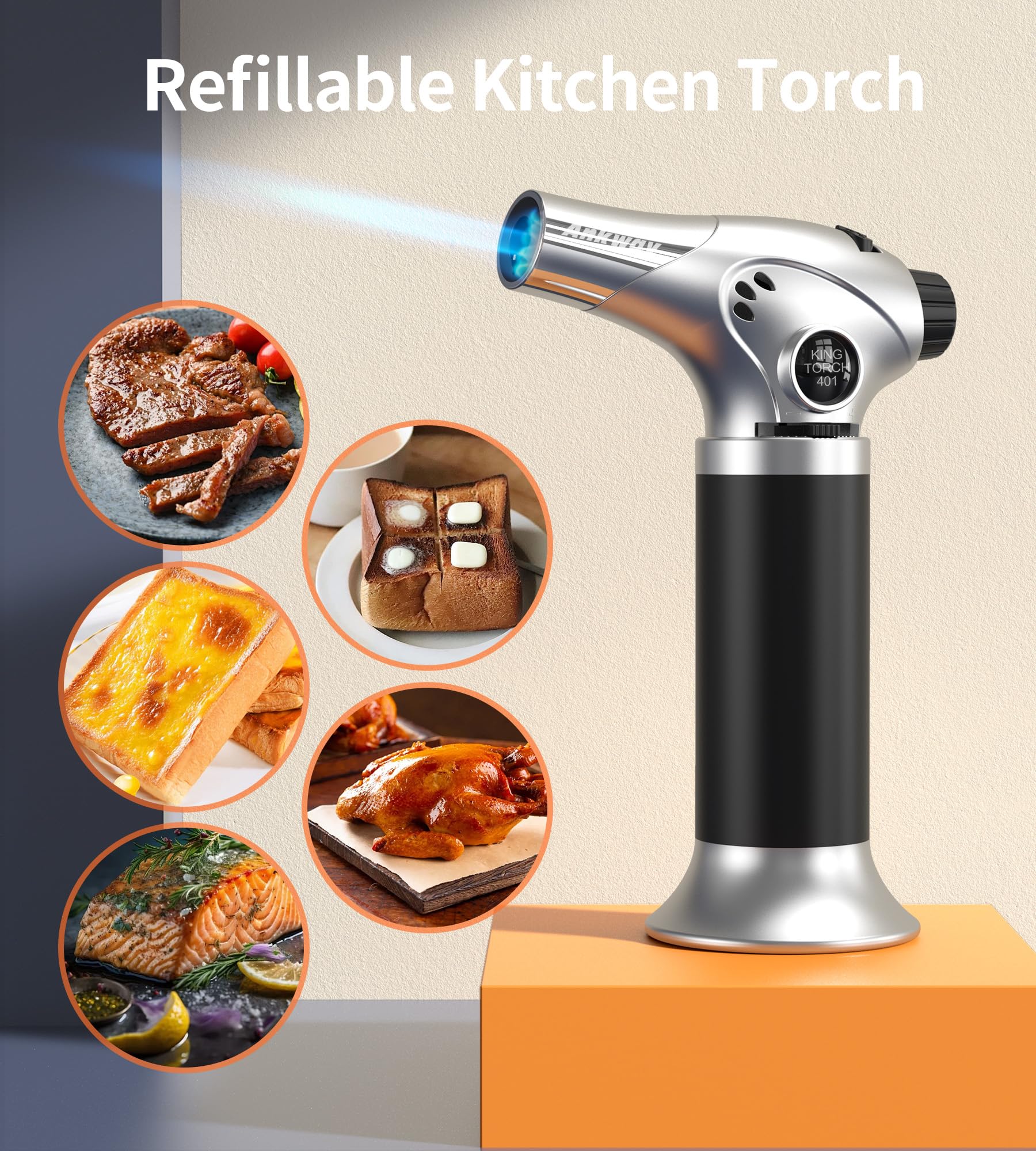 Ankway Soplete de Cocina Recargable Butano Profesional Antorcha para Cocinero Creme Brûlée BBQ