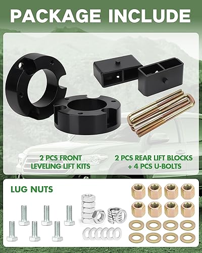 Miniatura 7 de Kit de elevación de Tacoma delantera + 2 pulgadas trasera de 3 pulgadas, kit de nivelación delantera de 3 pulgadas y bloques de elevación traseros
