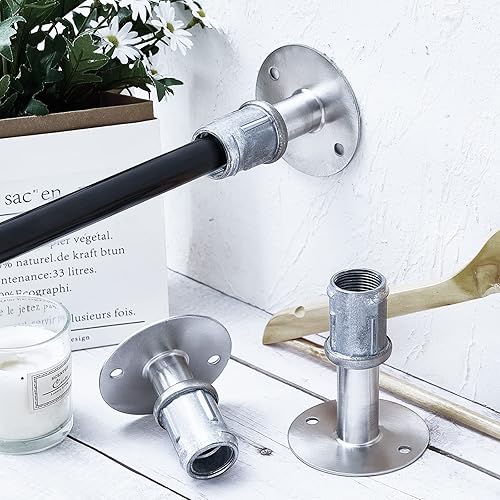 Miniatura 4 de Dunzy Pies con bridas de acero inoxidable para muebles de 3 12 pulgadas de diámetro, patas de mesa ajustables, base redonda, patas ajustables para