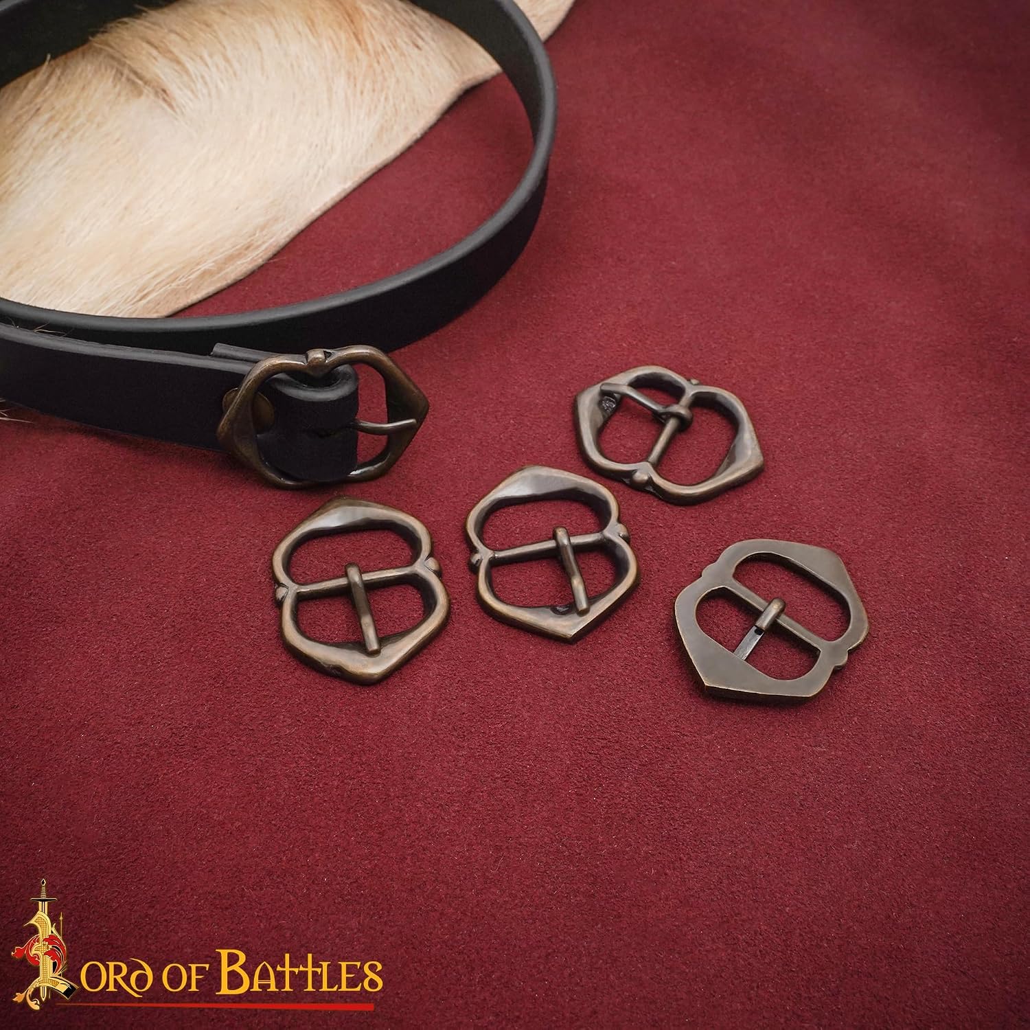 Lord of Battles Solid Brass Belt Buckles, Historical Medieval Buckle Hardware for DIY Leather Belts, Bags, & Leathercraft