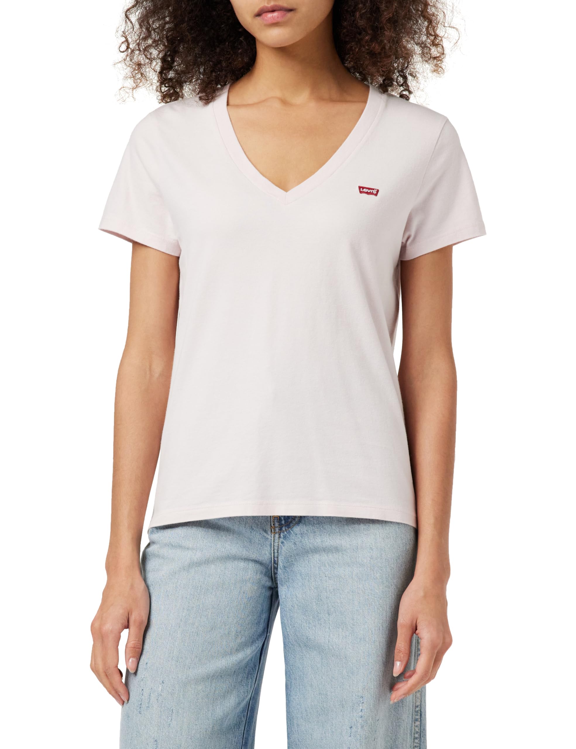 Levi's Women's Mauve Chalk Perfect V-Neck Non-Graphic Tees, Xxs