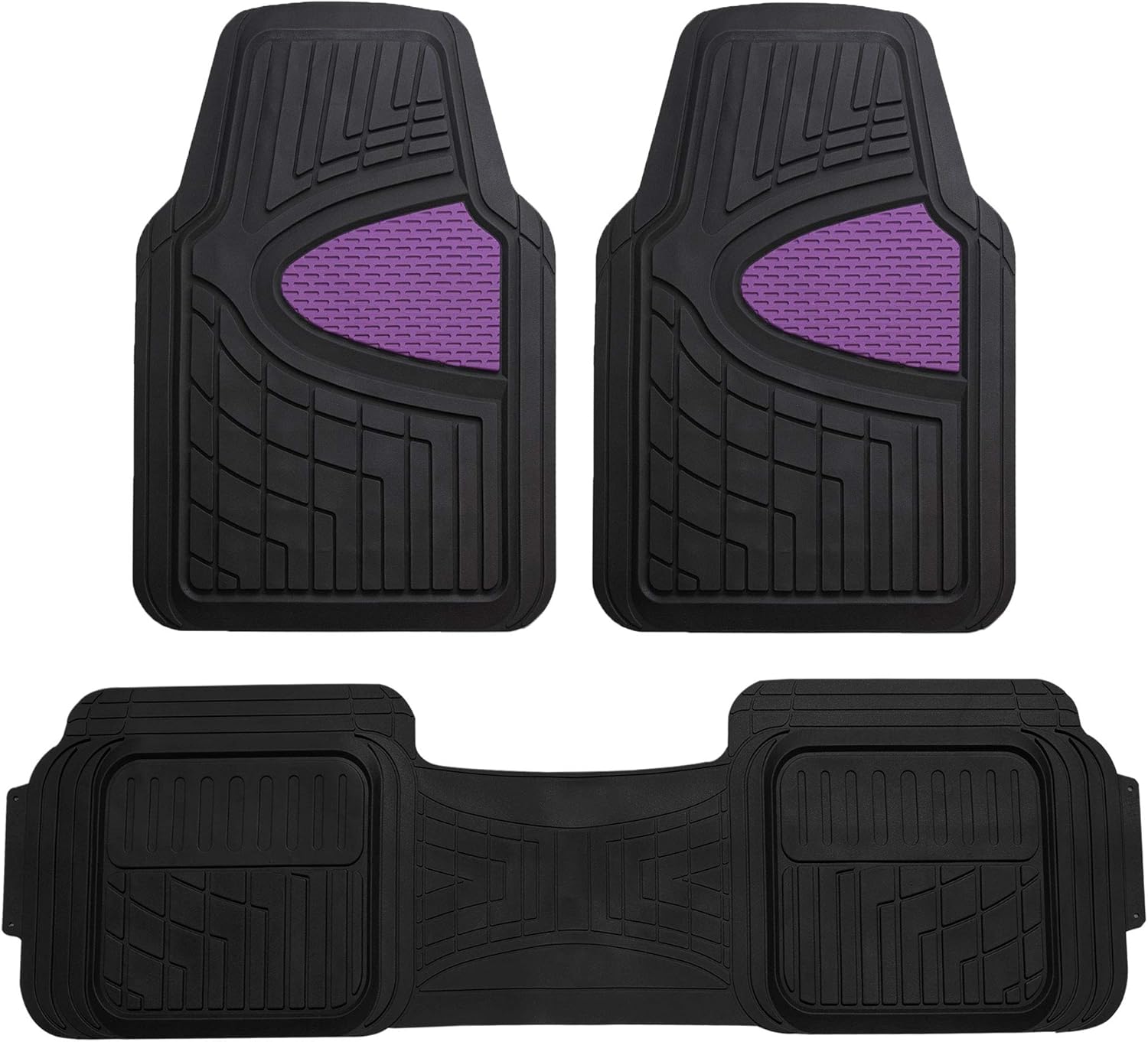 FH Group Car Floor Mats - Heavy-Duty Rubber Floor Mats for Cars, Universal Fit Full Set, Trimmable Automotive Floor Mats, Climaproof Floor Mats for Most Sedan, SUV, Truck Floor Mats Purple